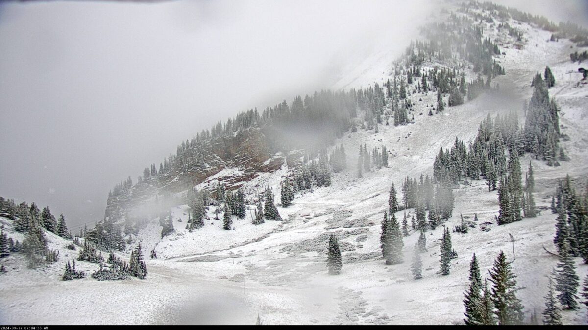 Snowfall at Sugar Peak on September 17, 2024