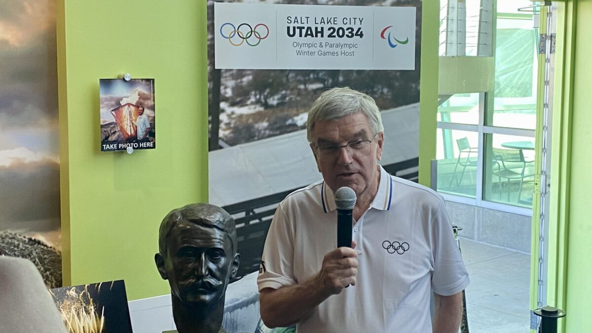 IOC President Thomas Bach at the Utah Olympic Park.