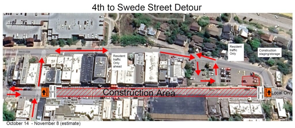 4th to Swede Street Detour during Main Street water line replacement. 