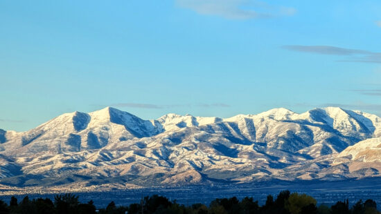 The Oquirrh mountains picked up 16 inches of snow during the last winter storm.