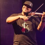 Black Violin at the Eccles Theater, Park City. Kev Marcus (black hat, Kevin Sylvester, violin) and Wil B. (Wilner Baptiste, viola, white shirt).