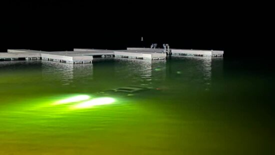 The car fully submerged at Deer Creek State Park around 3 a.m. Monday morning.