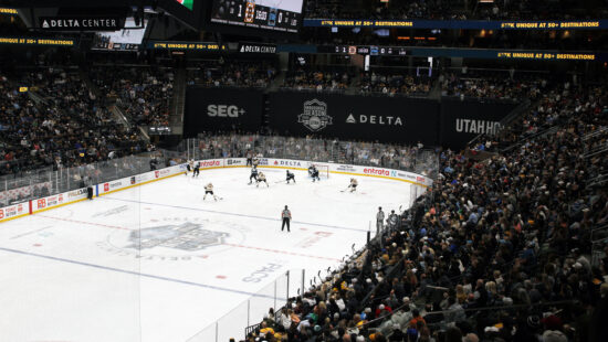 Fans packed the Delta Center in October to see Utah Hockey Club beat the Bruins 2-1 in OT.