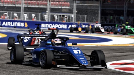 Lia Block racing F1 for Williams Academy in Singapore.