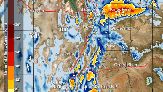 Expected snow totals through Oct. 19, 2024.