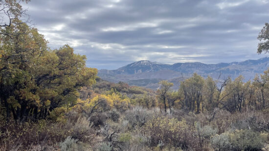 A view toward Deer Valley from the top of Round Valley on October 20, 2024. Snow from the last winter storm an still be seen on higher peaks.