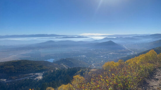 Smoke from the Yellow Lake Fire settles into the low lying areas of Park City on Saturday Oct. 5, 2024.