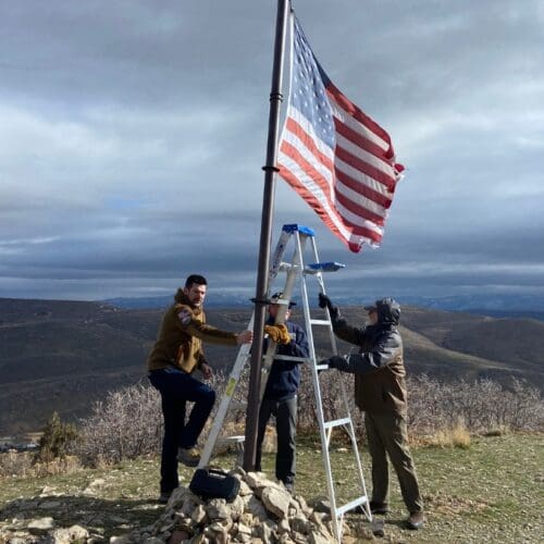 Mat Young and friends replacing the flag on Veterans day of 2021.