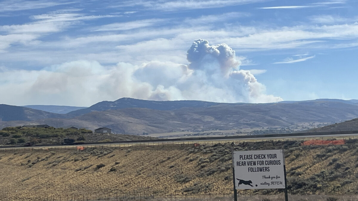 Smoke plumes from the Yellow Lake Fire Thursday morning as seen from the drive between Park City and Kamas.