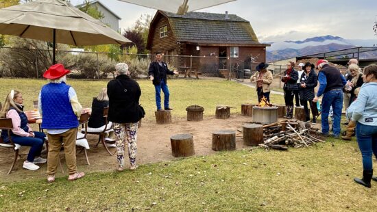 County candidate gives literal stump speech.