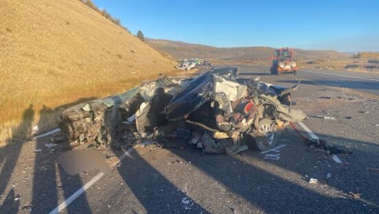 The wreckage of a fatal accident that occurred on highway 40 Oct. 1.