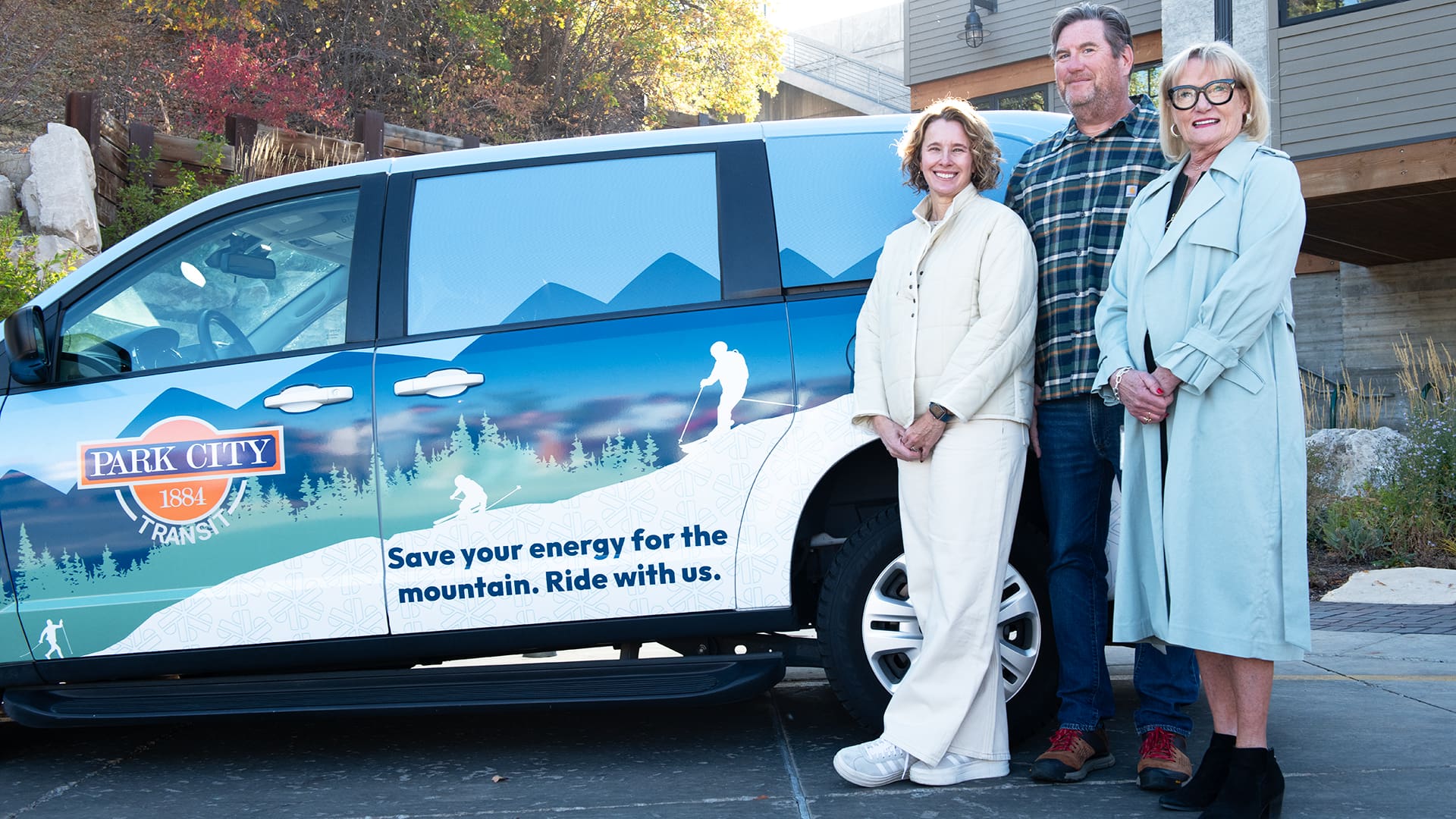 L to R: Park City Chamber of Commerce President and CEO Jennifer Wesselhoff, Park City Transportation director Tim Sanderson, Mayor Nann Worel.