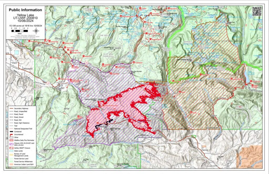 Yellow Lake Fire map, October 6, 2024