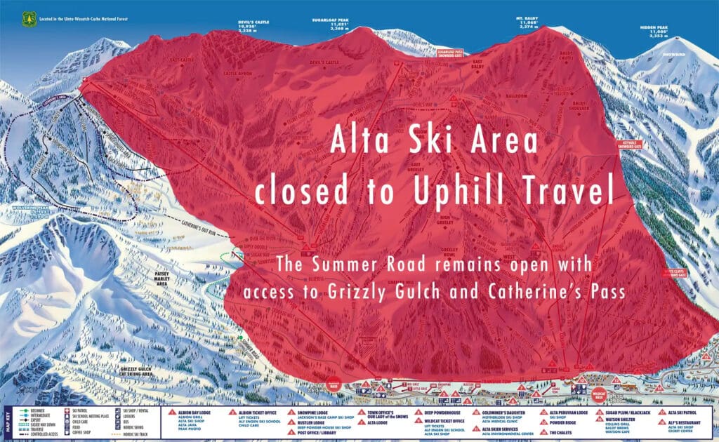 Alta's uphill closure map 2024-25. (Alta Ski Resort)