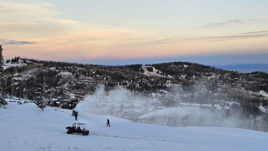 Snow guns make snow under a soft ski ay Brian Head Resort on November 6, 2024.