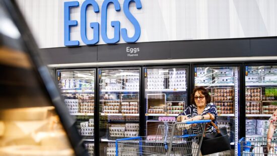 A woman buys eggs at a Walmart Superstore in Secaucus, New Jersey, on July 11, 2024.