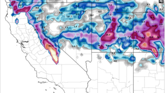 Total snowfall through Thursday, November 28.