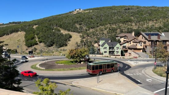 The roundabout at Marsac and Deer Valley Drive.