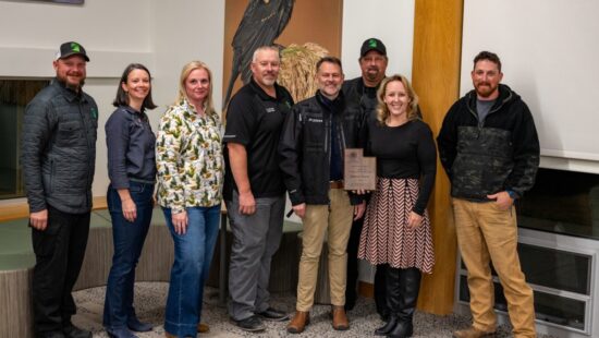 From right to left: Wade Snyder(Deputy FMO, FFSL), Brianne Emery (FFSL), Jamie Barnes (DirectorState Forester, FFSL), Brett Ostler (State FMO, FFSL), Shayne Scott (Summit County Manager), Bryce Boyer (Summit County Fire Warden), Kathryn McMullin (Summit Co.), Ryan LaFontaine (NE Area FMO)