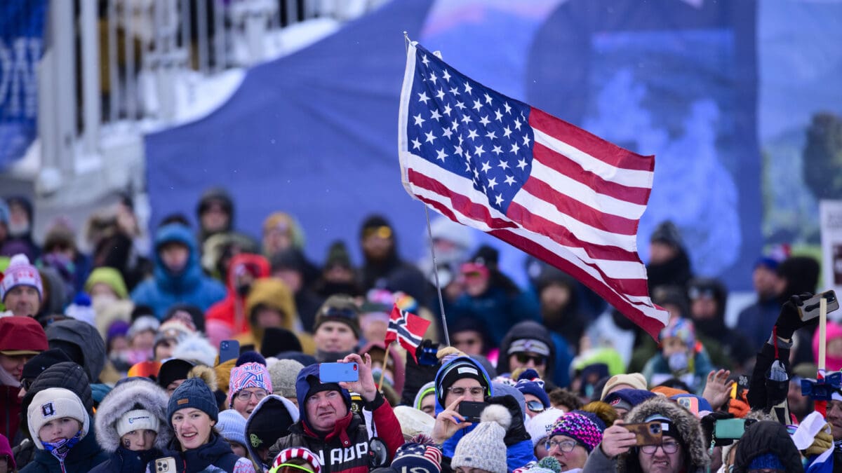 Fans during the giant slalom at the Vendor Village at the Stifel Killington Cup on November 30, 2024 in Killington, Vermont.