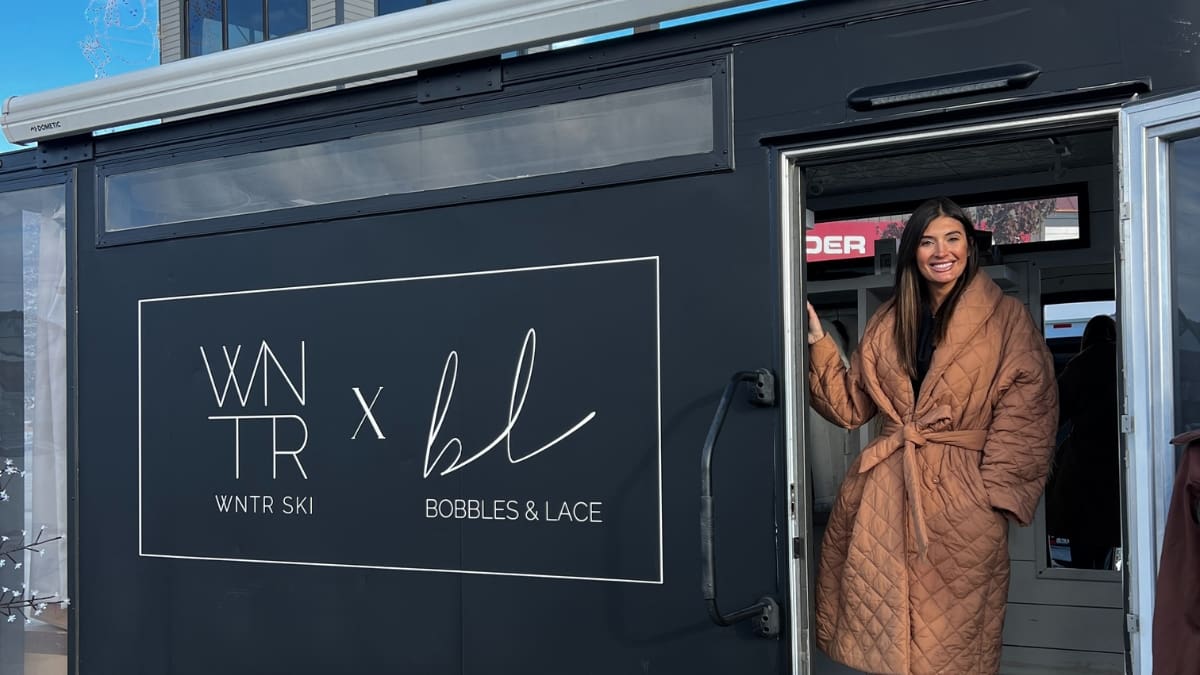 The Bobbles and Lace pop up fashion truck is located in Junction Commons, and launched thei WNTR ski collection.