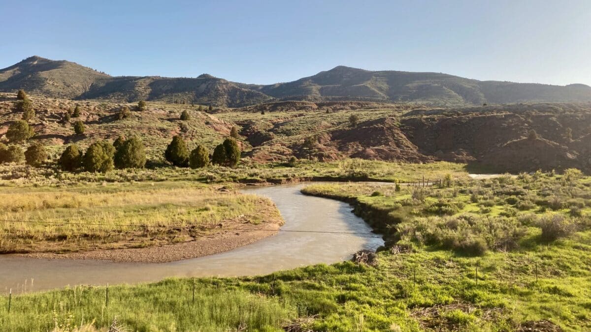 The Price River near Kyune, Utah, where the proposed Uinta Basin Railway would meet the existing Union Pacific line, is pictured from an Amtrak passenger train on June 5, 2023.