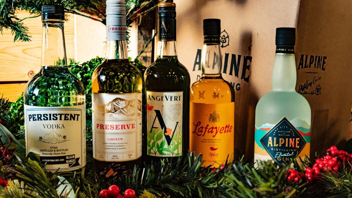 New for the 2024 Holiday Season, this gift set includes Alpine Distilling’s award-winning Alpine Elevated Gin, Preserve Liqueur, AngeVert Herbal Liqueur, Persistent Vodka, and Spicy Lafayette Whiskey.