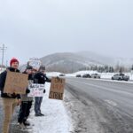 Park City Mountain Ski Patrol on strike outside Canyons Village in Park City