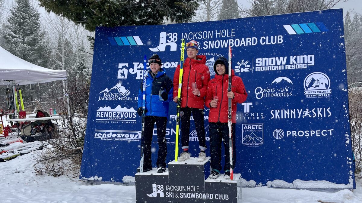 Park City's Ian Carmack and Tory Hoffman in 1st and 3rd at Jackson, WY cross country race.