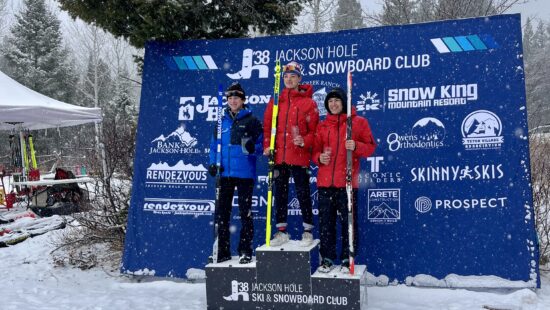 Park City's Ian Carmack and Tory Hoffman in 1st and 3rd at Jackson, WY cross country race.