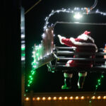 Santa rides down Town Lift, Park City Mountain Resort