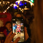 Santa rides down Town Lift, Park City Mountain Resort