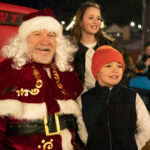 Santa rides down Town Lift, Park City Mountain Resort