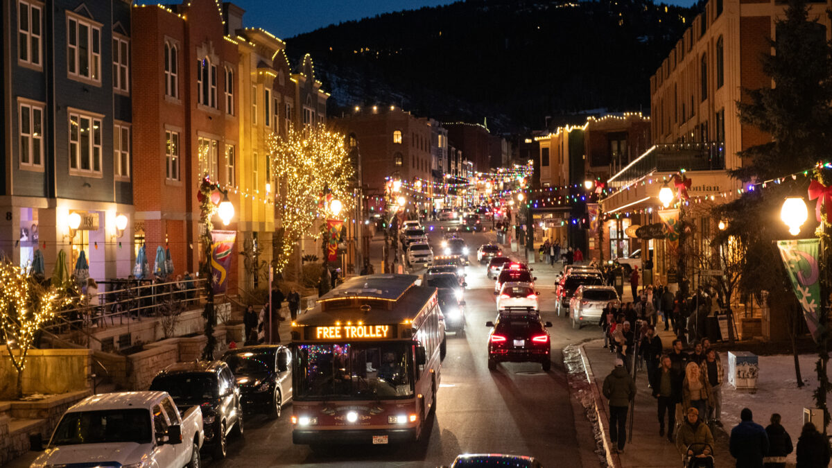 Park City Main street on a winter evening