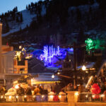 Santa rides down Town Lift, Park City Mountain Resort