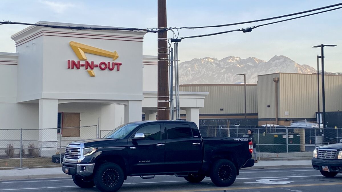 In-N-Out with the Wasatch Mountains in the background.