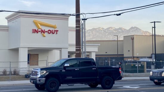 In-N-Out with the Wasatch Mountains in the background.