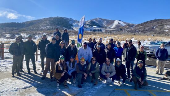 The Team behind the Team, Basin Rec employees take a quick lunch break to attend the Ribbon Cutting Grand Opening of the Run-A-Muk's Dog Park's lower expansion on Wednesday.