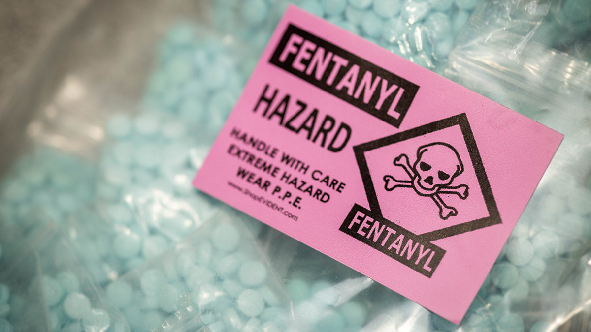 Fentanyl pills seized by Utah law enforcement and handed over to the Utah Department of Public Safety.