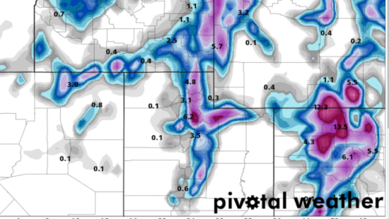 Total snow through Sunday evening GFS model