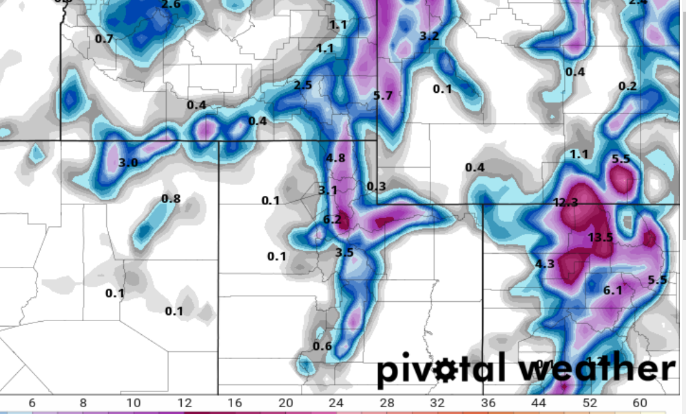 Total snow through Sunday evening GFS model