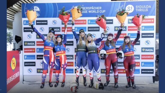 USA's Forgan and Kirkby in second in womens doubles luge in world cup in Sigulda, Latvia. Their national team teammates from Park City placed in the top 5 and top 25, respectively.