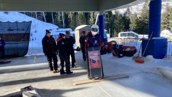 Root Roepke of the Utah Olympic Park Bobsled Skeleton Team foreruns the North Americas Cup race.