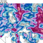 GFS model total snowfall through Monday night.