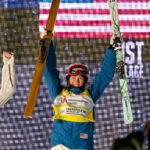 Jaelin Kauf, 1st; Perrine Laffont, 2nd; Olivia Giaccio, 3rd; in womens dual moguls at Deer Valley world cup.