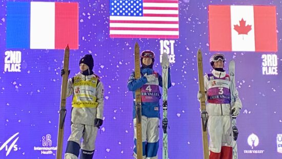 Jaelin Kauf gets gold for the USA in the USA in individual moguls at Deer Valley Resort's FIS Freestyle World Cup.