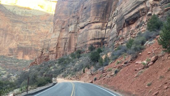 Zion Canyon Scenic Drive after the initial road clearing from the rockfall earlier this week.