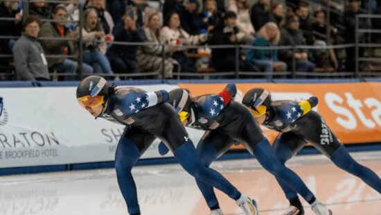 American long track speedskaters win 10 medals in international competition in Wisconsin.