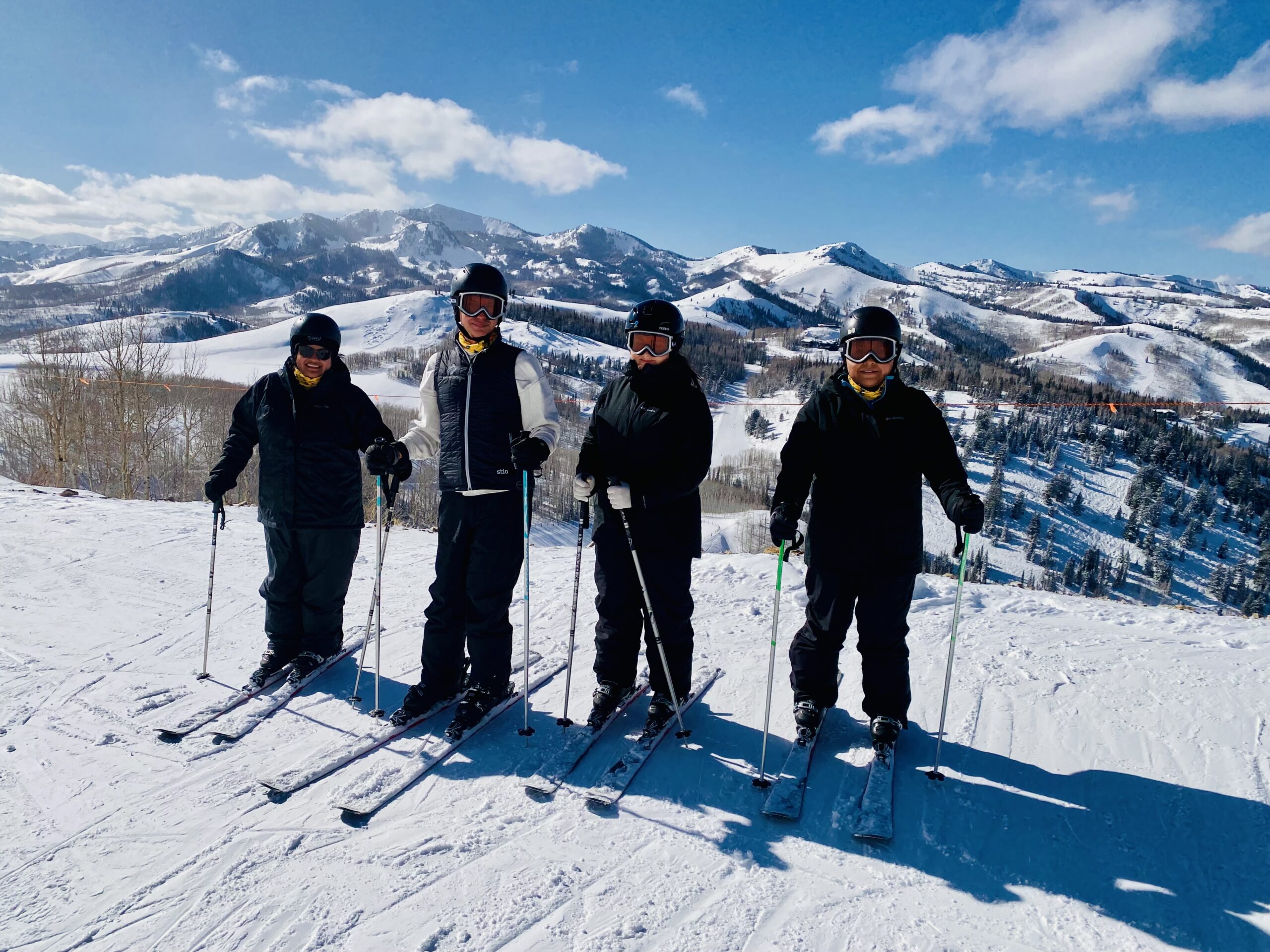 Ski Utah's Discover Winter participants at Deer Valley (L-R) Azucena, Gui, Adela, and Hilda who made it from the bunny hill to the summit.