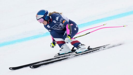 United States' Lindsey Vonn skis during a women's super-G run at the World Cup Finals, Sunday, March 23, 2025, in Sun Valley, Idaho.